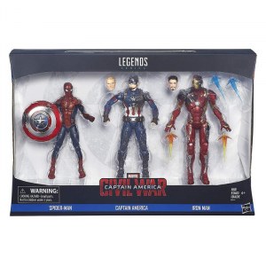 Набор фигурок Железный человек, Человек Паук и Капитан Америка "Война бесконечности" - Marvel Legends, Hasbro