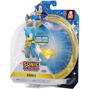 Фигурка Sonic The Hedgehog - Ежик Соник с желтым изумрудом Хаоса (10 см)