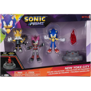 Набор из 3 фигурок Sonic The Hedgehog Нью Йок Сити - Соник, Тейлз, Роуз (6 см)