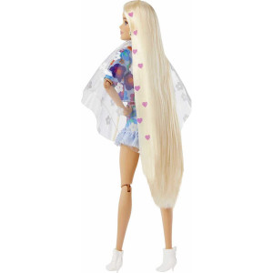 Кукла Barbie Экстра #12 с длинными светлыми волосами с сердечками HDJ45