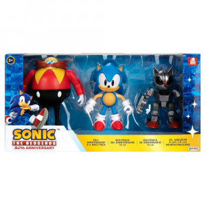 Набор Sonic The Hedgehog из 3 фигурок: Доктор Эггман, Ежик Соник, Металлизированный Соник (10 см)