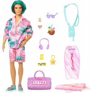 Кукла Barbie Extra Fly - Кен Пляжный Ken Travel Doll with Tropical Outfit