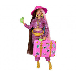 Кукла Barbie Extra Fly - Safari Travel Doll with Pink Outfit and Accessories