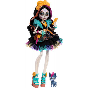 Кукла Monster High Skelita Calaveras Doll in Colourful Papel Picado Dress with Dog Candelita