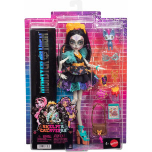 Кукла Monster High Skelita Calaveras Doll in Colourful Papel Picado Dress with Dog Candelita