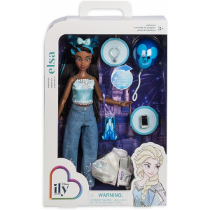 Disney Store Official Elsa ILY 4EVER Doll – Poseable Toy with Minnie Mouse Headband, Mickey Balloon, Park Snack Surprise & Other Accessories